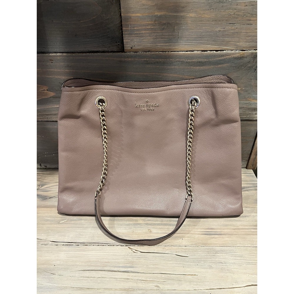 Kate Spade Jordyn Chain Handle Tote Pebbled Leather Shoulder Hand Bag Dusk Pink